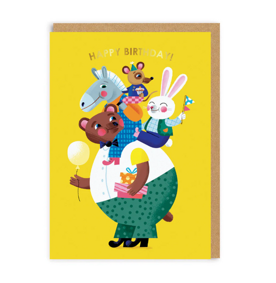 Κάρτα Animal Piggyback Birthday