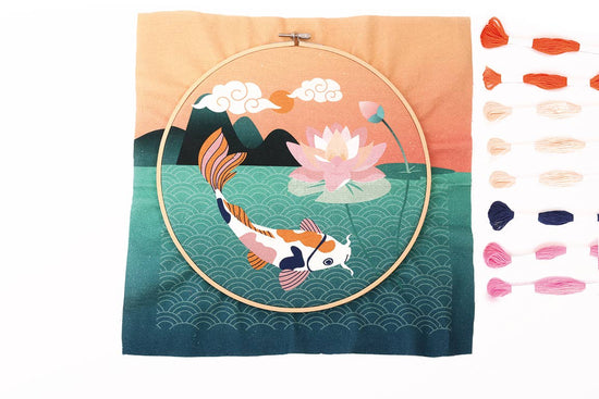 Σετ κεντήματος Punch Needle “Carpe Koi” Ø25 cm