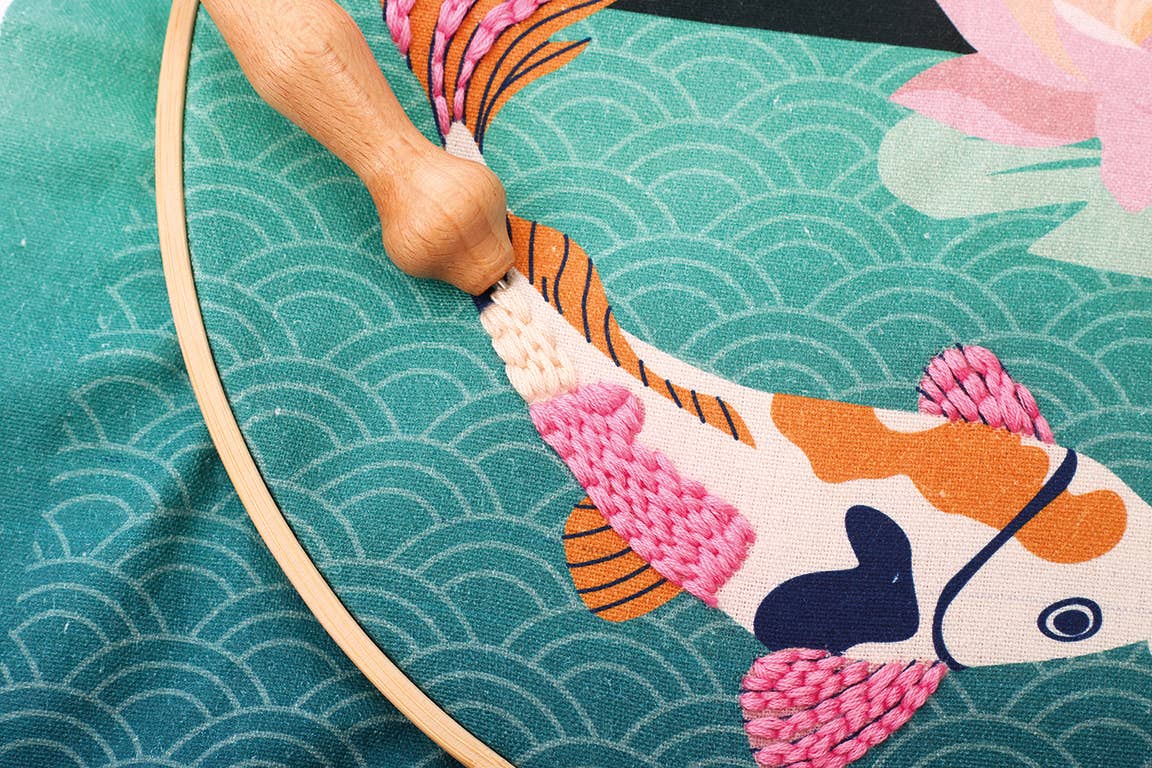 Σετ κεντήματος Punch Needle “Carpe Koi” Ø25 cm