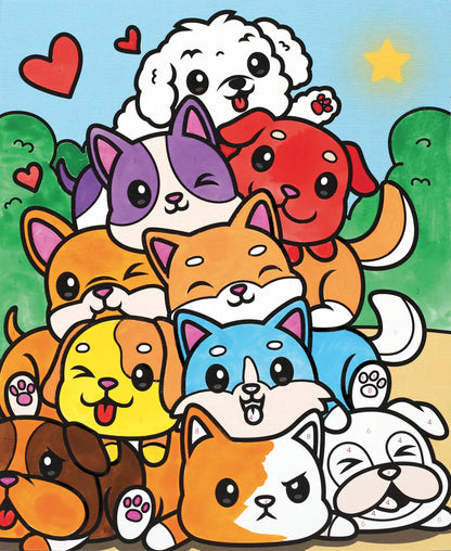 Σετ DIY Ζωγραφικής με Αριθμούς "Puppies" 18×22 cm (8+)