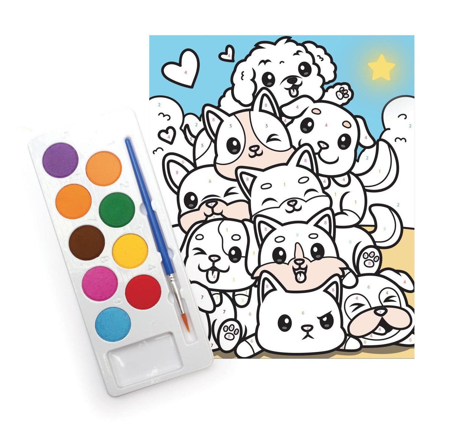 Σετ DIY Ζωγραφικής με Αριθμούς "Puppies" 18×22 cm (8+)