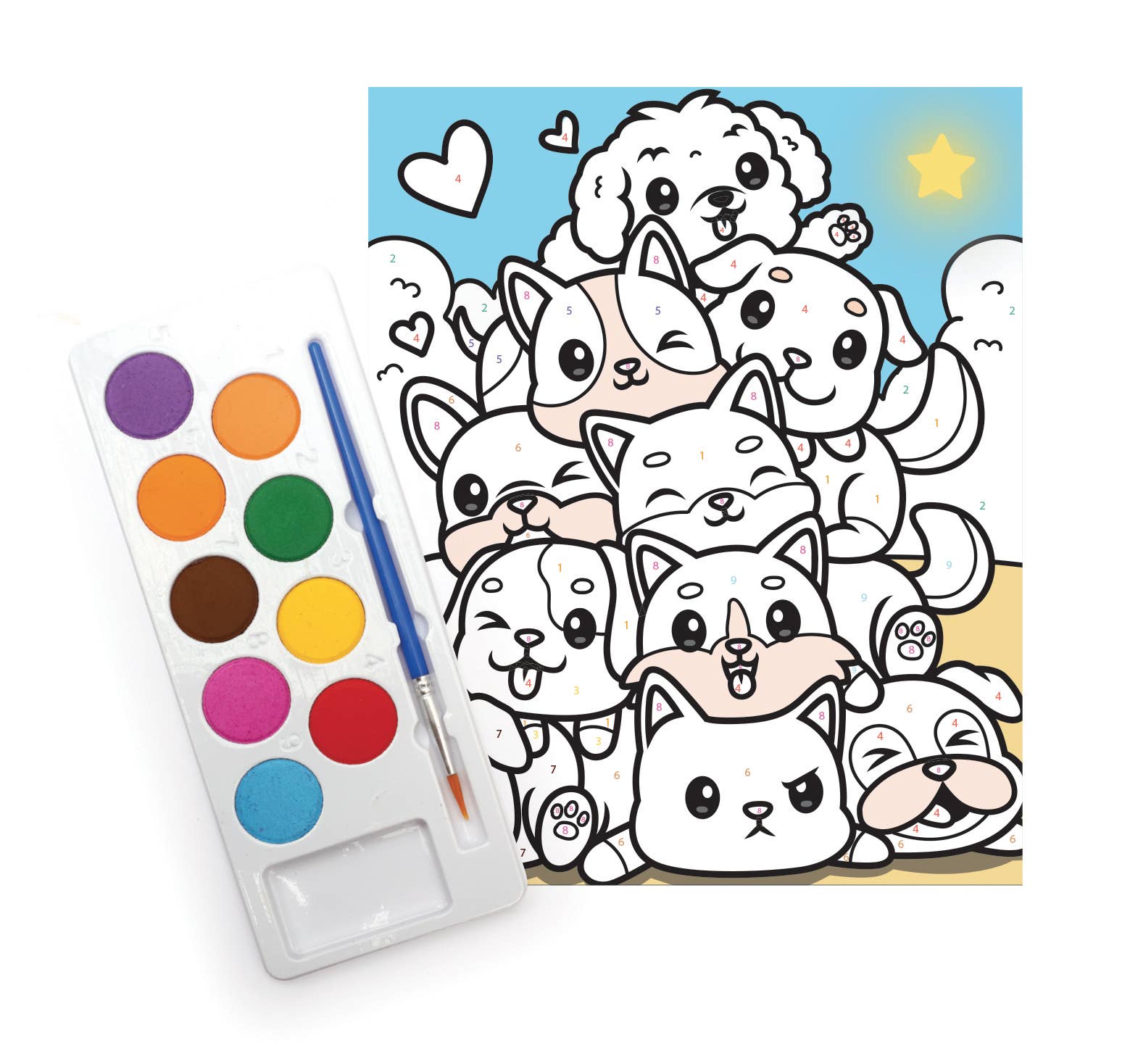 Σετ DIY Ζωγραφικής με Αριθμούς "Puppies" 18×22 cm (8+)