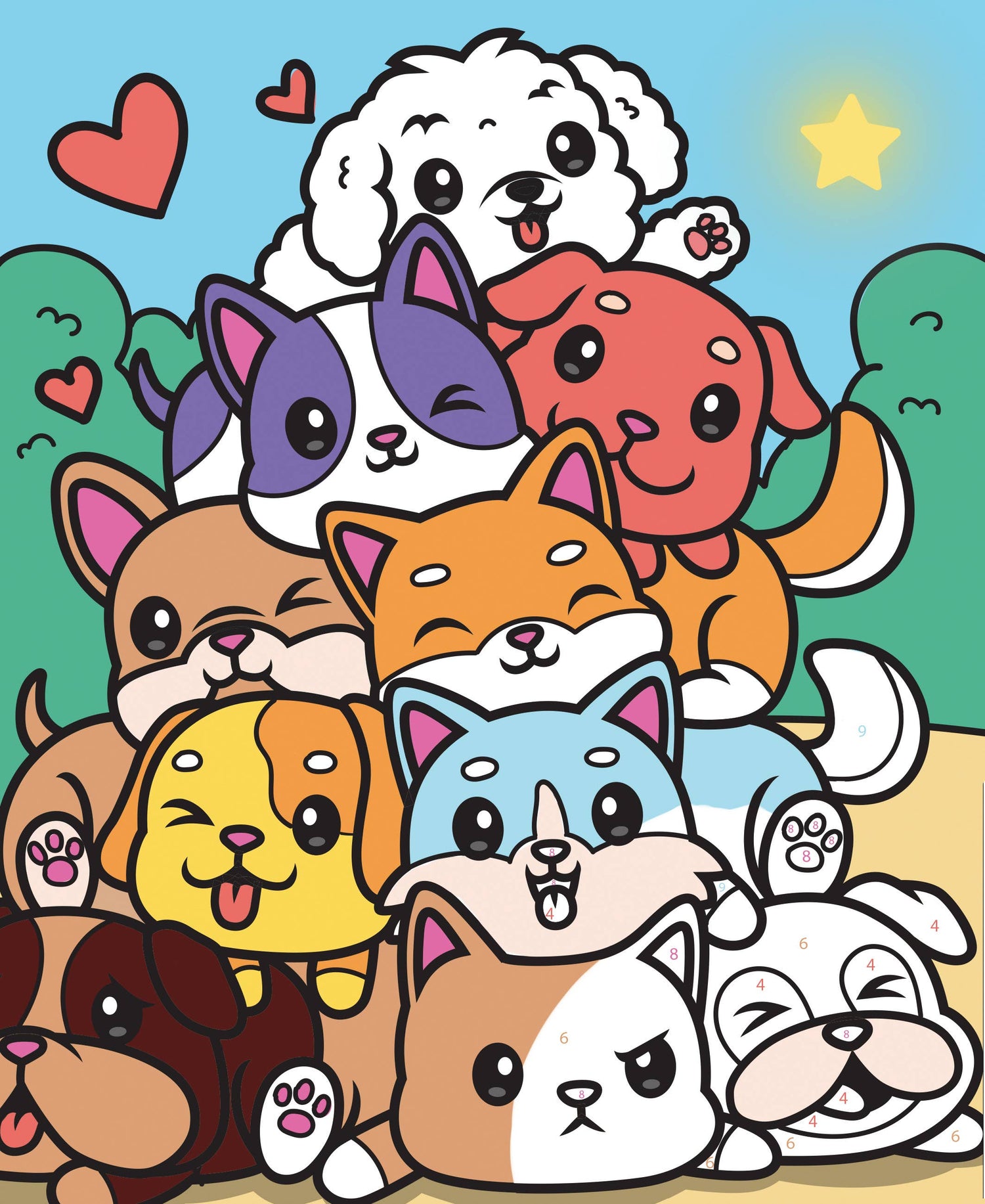 Σετ DIY Ζωγραφικής με Αριθμούς "Puppies" 18×22 cm (8+)