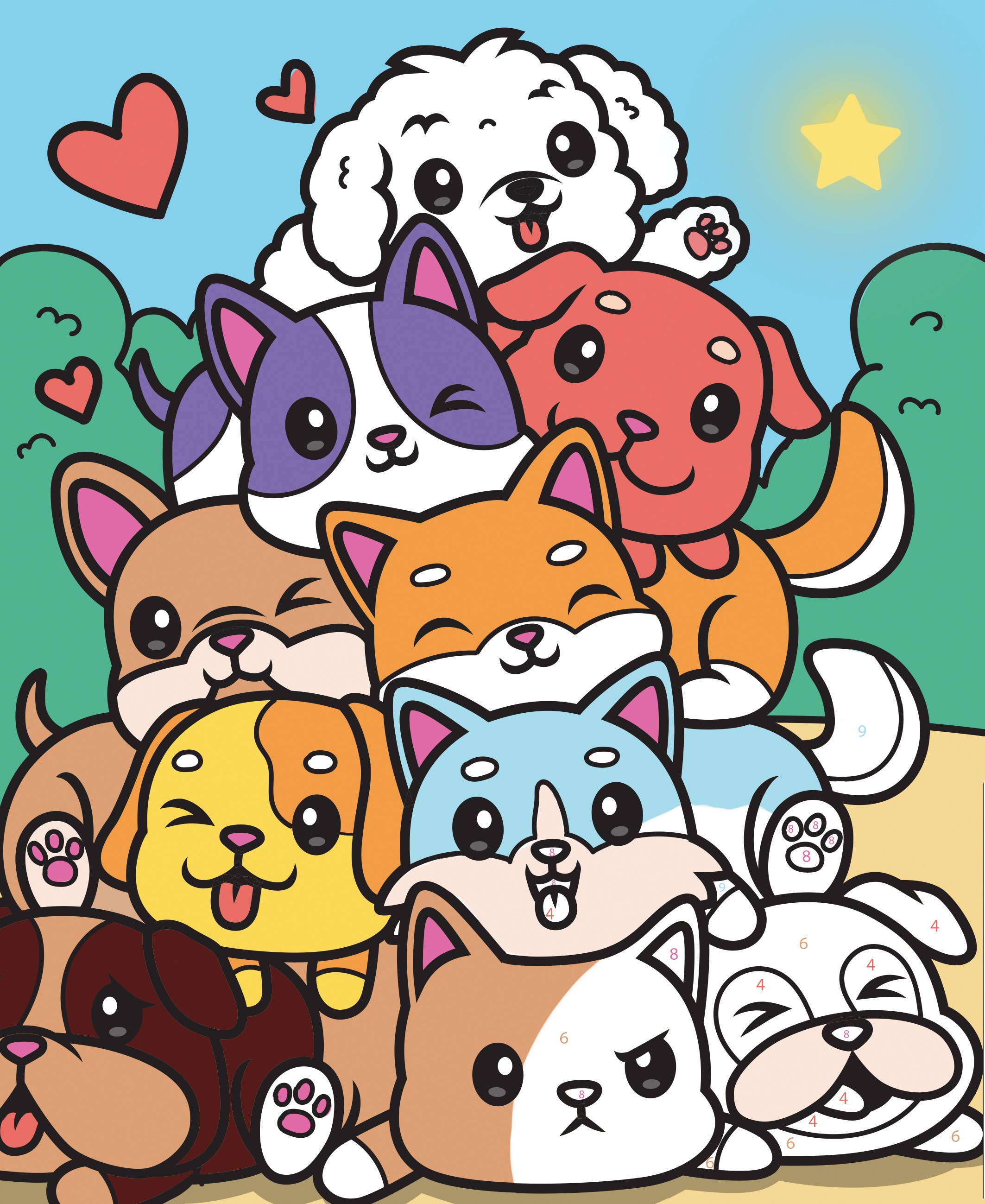 Σετ DIY Ζωγραφικής με Αριθμούς "Puppies" 18×22 cm (8+)