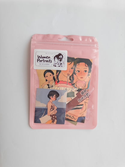 Women Portraits Sticker Pack – 10 Αυτοκόλλητα