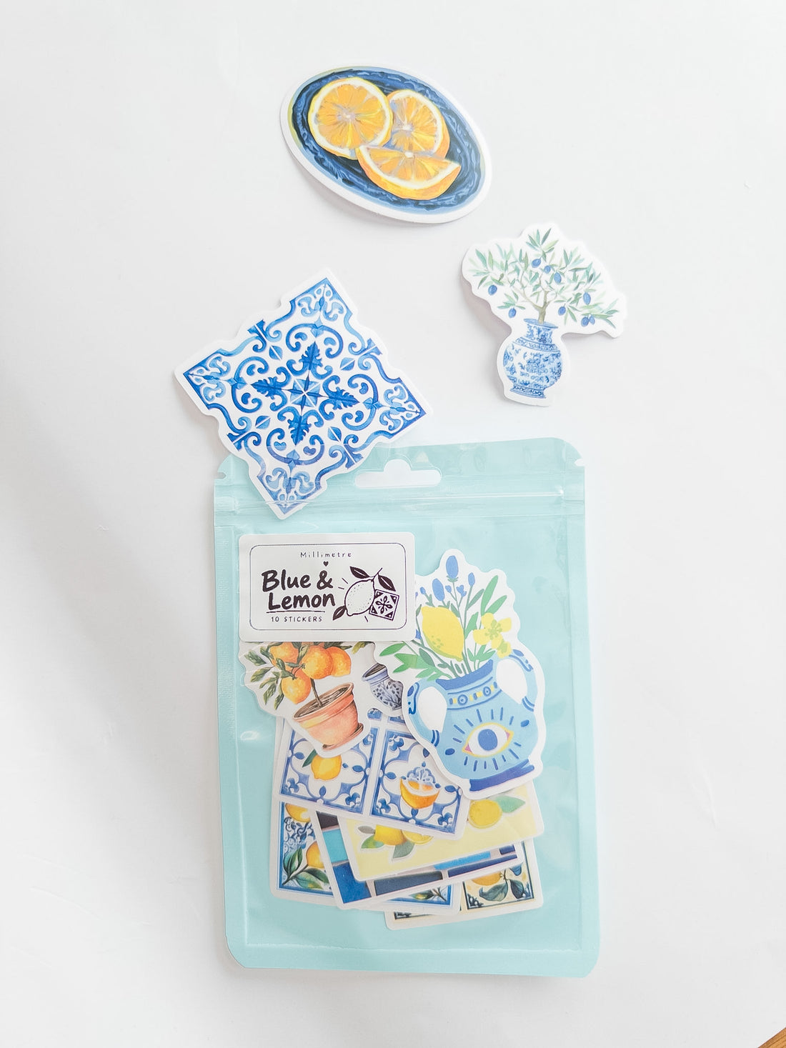 Blue &amp; Lemon Sticker Pack – 10 Αυτοκόλλητα