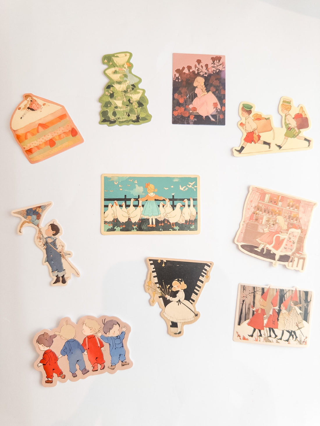 Vintage Storybook Scenes Sticker Pack – 10 Αυτοκόλλητα