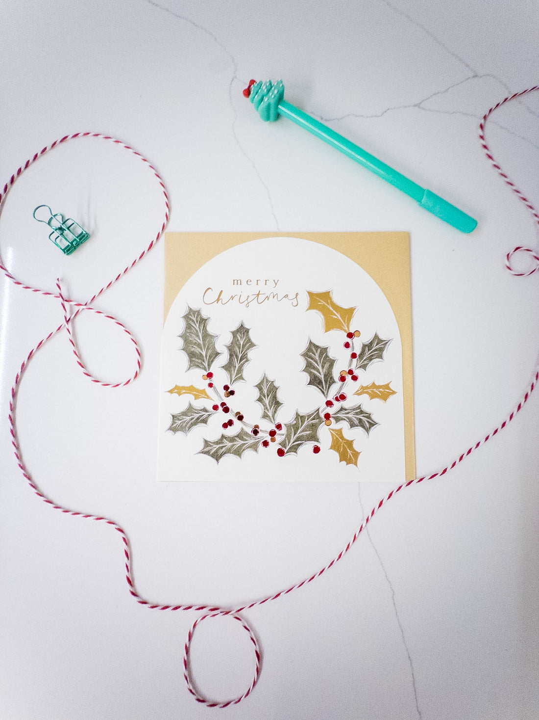 Κάρτα “Golden Holly Christmas”