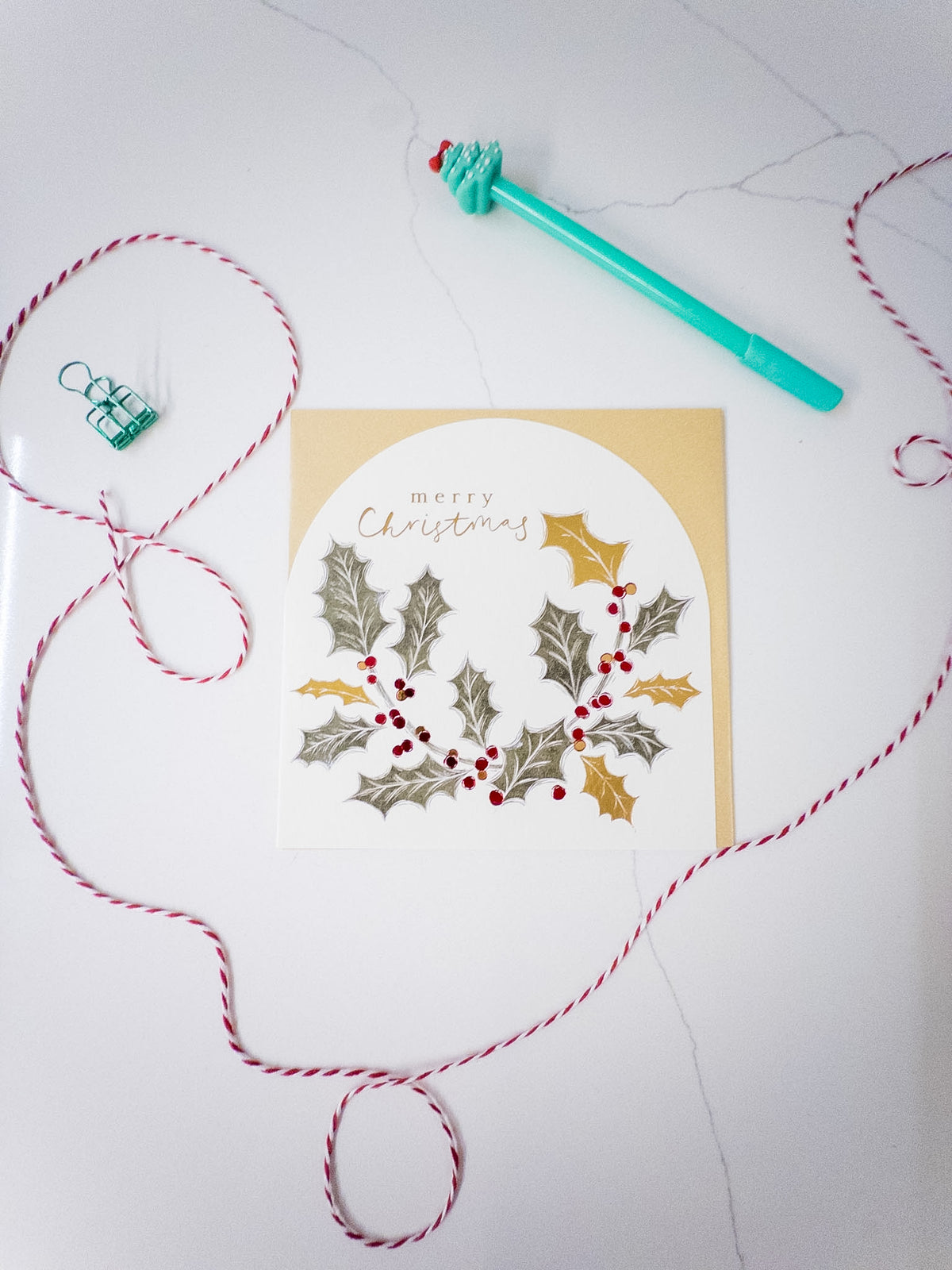 Κάρτα “Golden Holly Christmas”