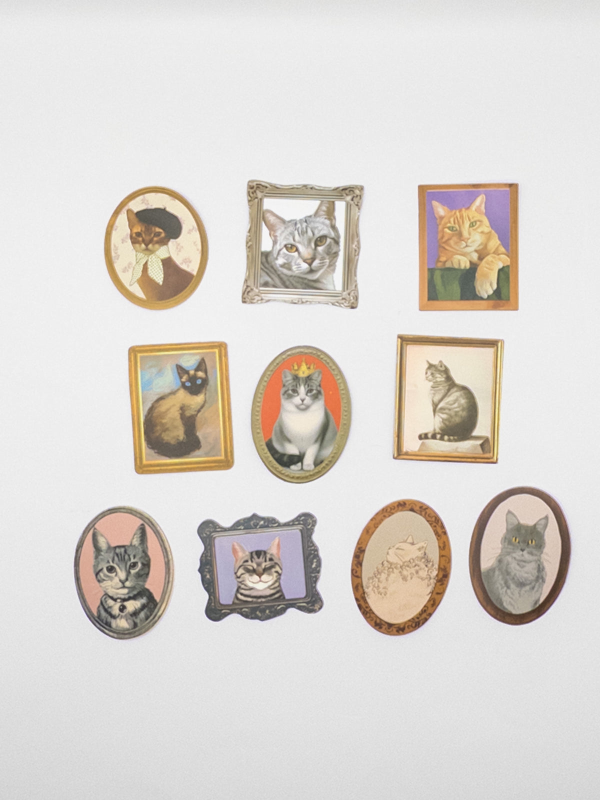 Vintage Cat Portraits Sticker Pack – 10 Αυτοκόλλητα