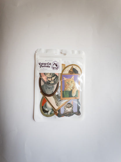 Vintage Cat Portraits Sticker Pack – 10 Αυτοκόλλητα