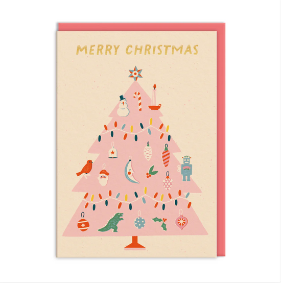 Κάρτα Merry Christmas Pink tree