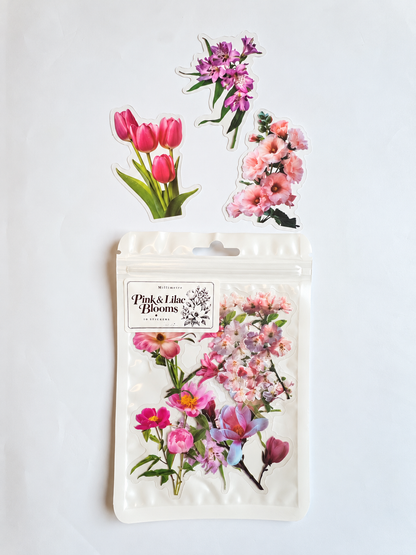 Pink &amp; Lilac Blooms Sticker Pack – 10 Αυτοκόλλητα