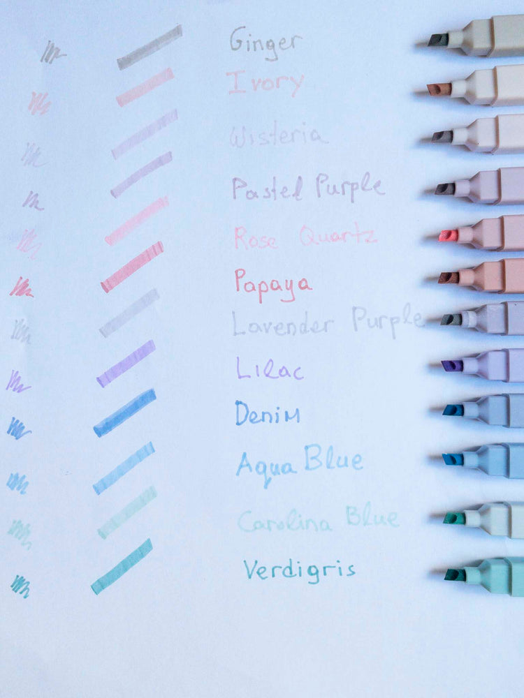 Λίστα με χρώματα Μαρκαδόρου Υπογράμμισης με διπλή μύτη