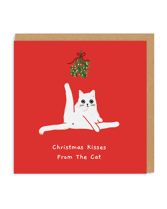 Κάρτα Christmas Kisses From the Cat τετράγωνη