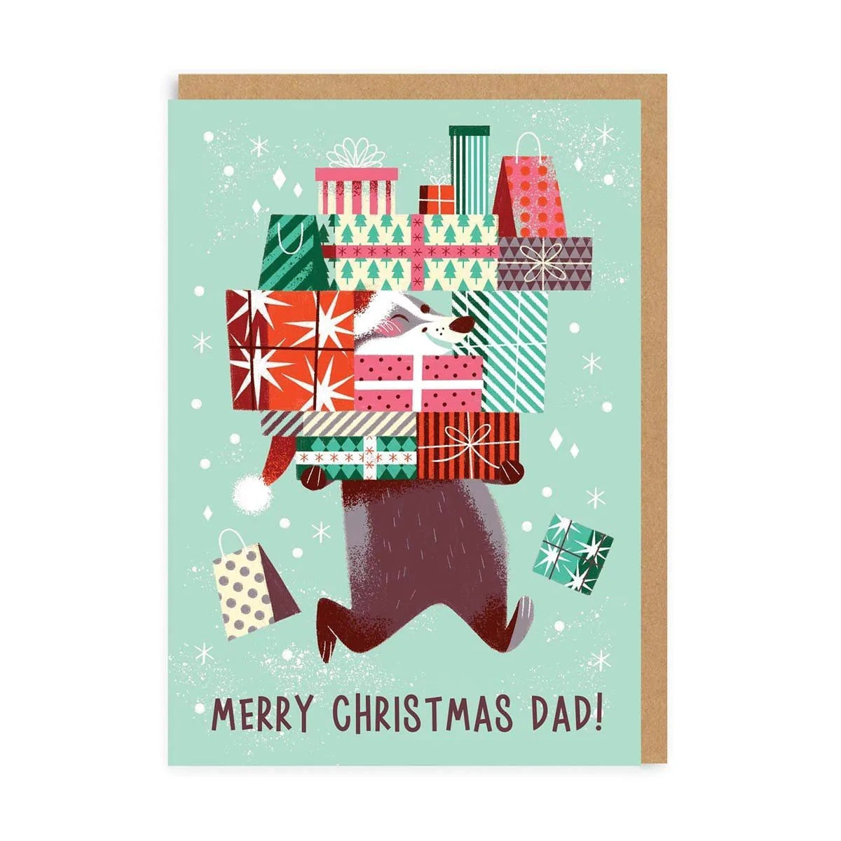 Χριστουγεννιάτικη Κάρτα Merry Christmas Dad badger